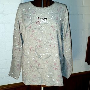 Artisans grey fleece winter Bird Lovers Sweater 18